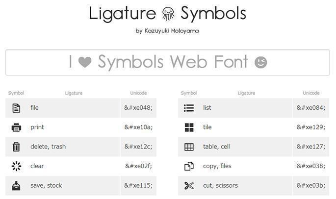 Ligature Symbols - Icon Font Set Picture