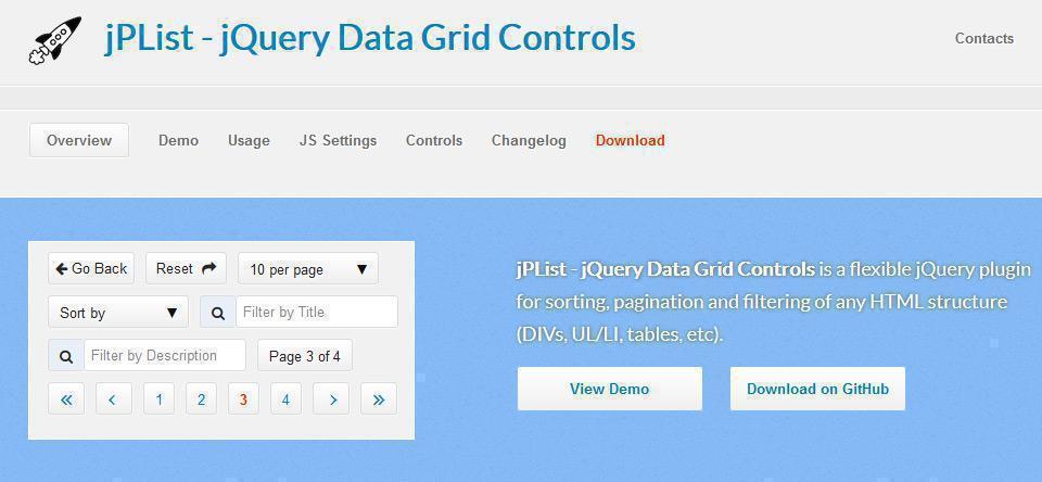 jPList – jQuery Datagrid Control Plugin