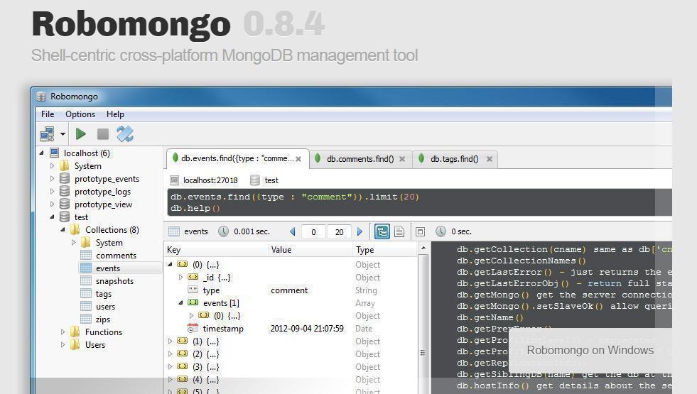 Robomongo  – NoSQL MongoDB Datenbank Admin Kontrollstation