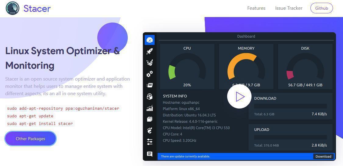 Stacer – Linux System Optimizer & Ressourcen Monitoring Tool