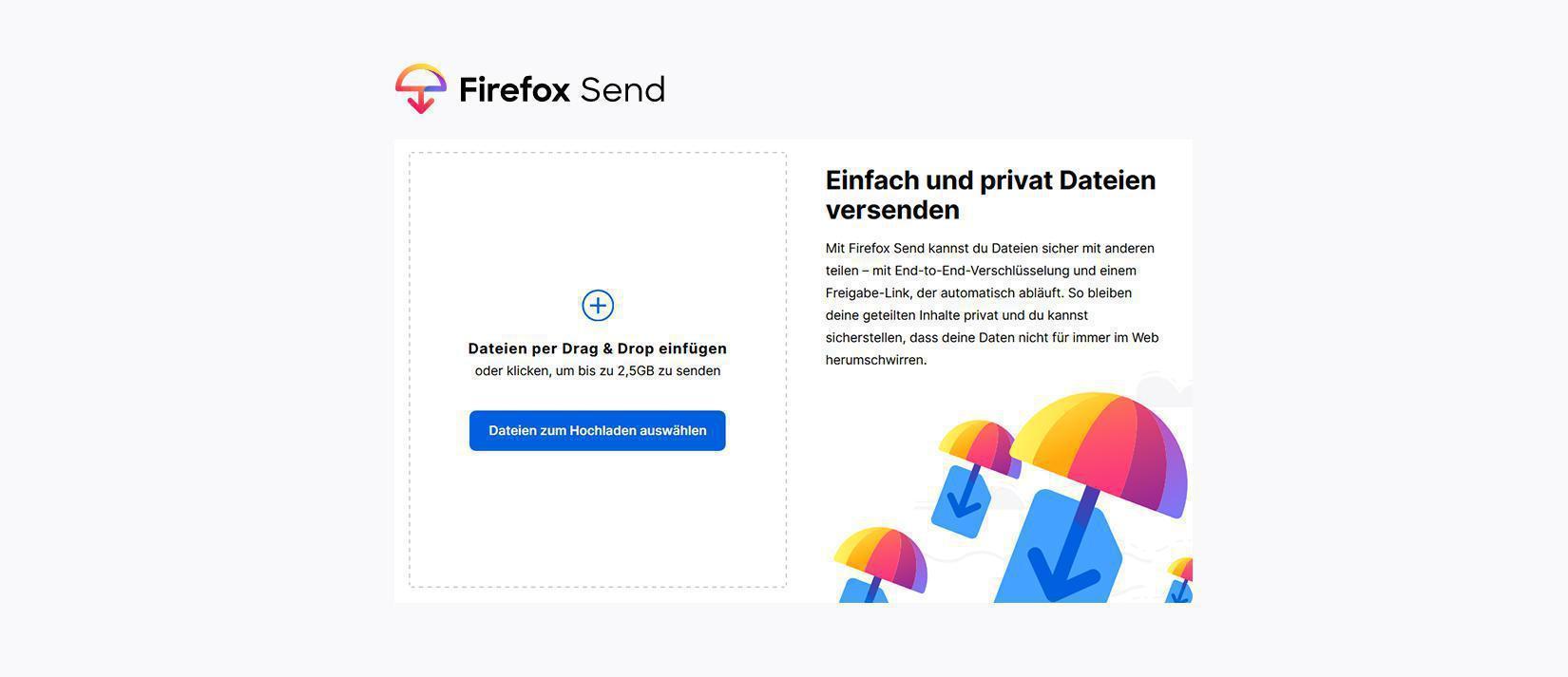Firefox Send – Sicherer Online-Dienst zum Austausch von Daten