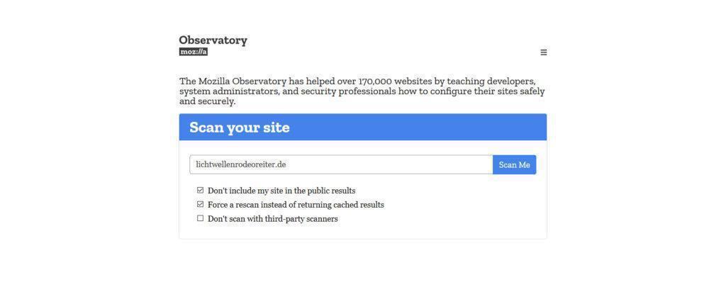 Bild Mozilla Observatory - Online Security Webseiten-Checks