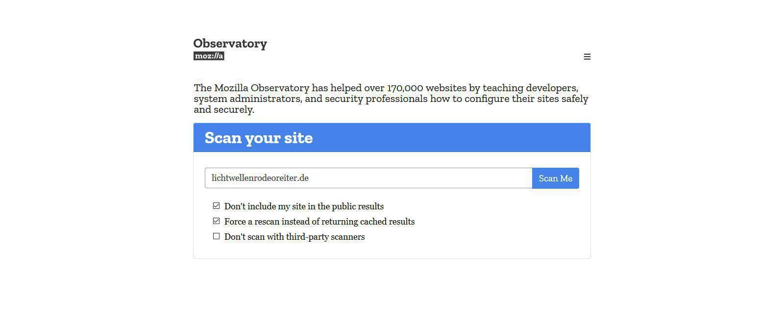 Mozilla Observatory – Online Security Webseiten Checker