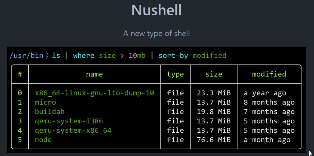 Nushell – Die neue Shell am Terminalhimmel