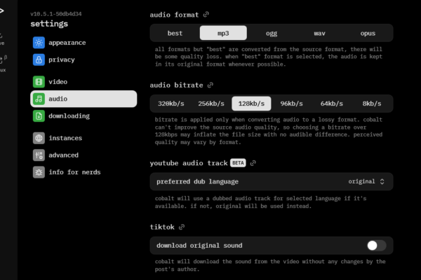 cobalt-datenschutzfreundlicher-online-media-downloader-audio-settings